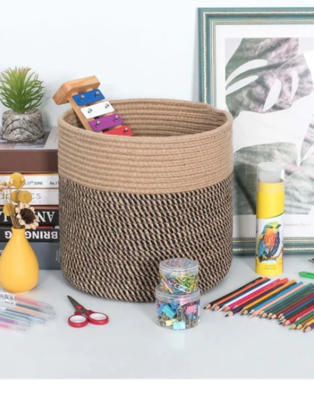 Mintwood  Design Jute Basket 11x11”